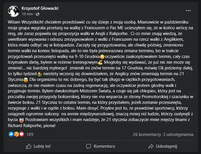 Krzysztof Głowacki - wypowiedź