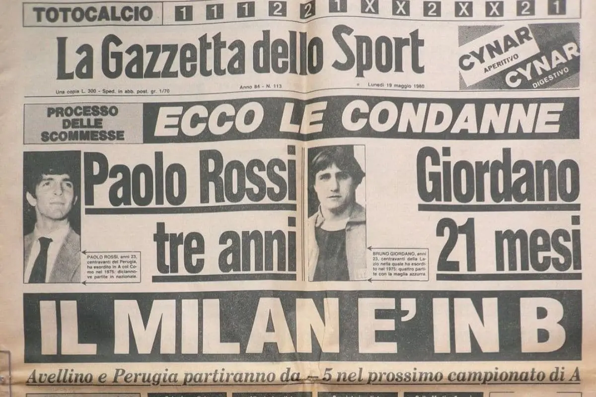 Mafia Calcio - Paolo Rossi na okładce La Gazzetta dello Sport. 1980
