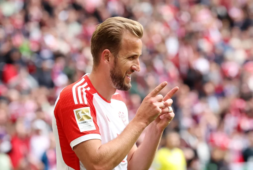 Harry Kane podczas meczu Bayernu Monachium w Bundeslidze