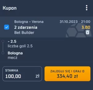 kupon na mecz Bologna - Hellas (31.10)