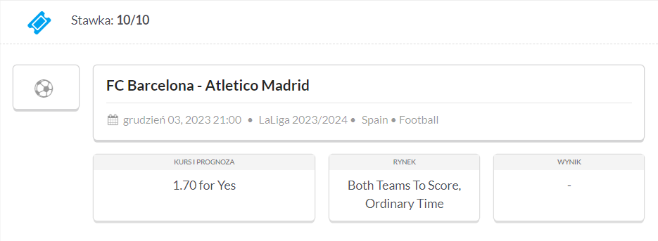 typ na Barcelona - Atletico Madryt (03.12) w Johnnybet