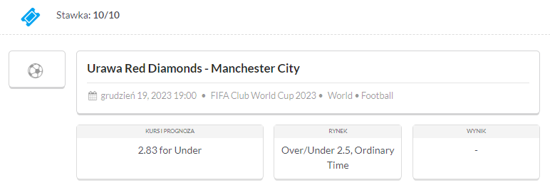 typ na Urawa - Manchester City (19.12) w JohnnyBet