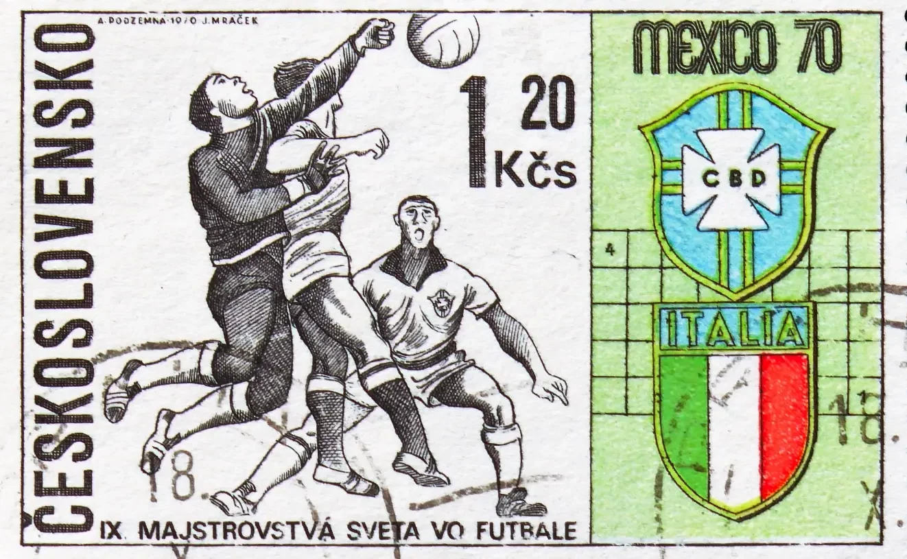 Znaczek z mistrzostw świata w Meksyku (1970 rok)