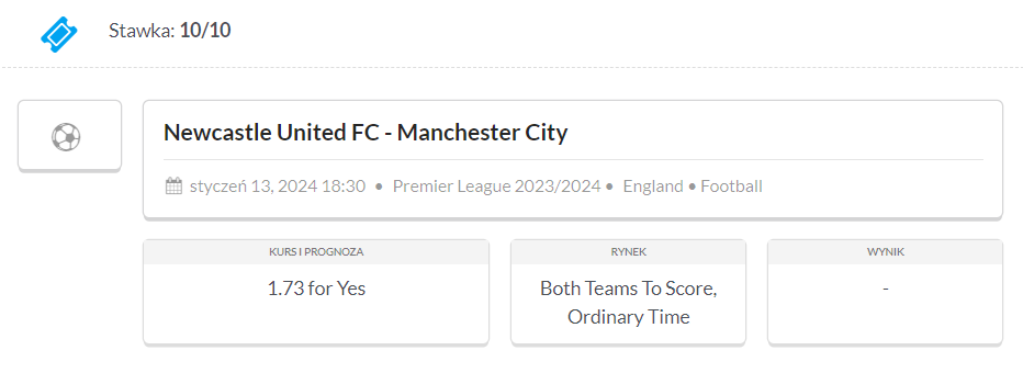typ na Newcastle - Manchester City (13.01) w Johnnybet