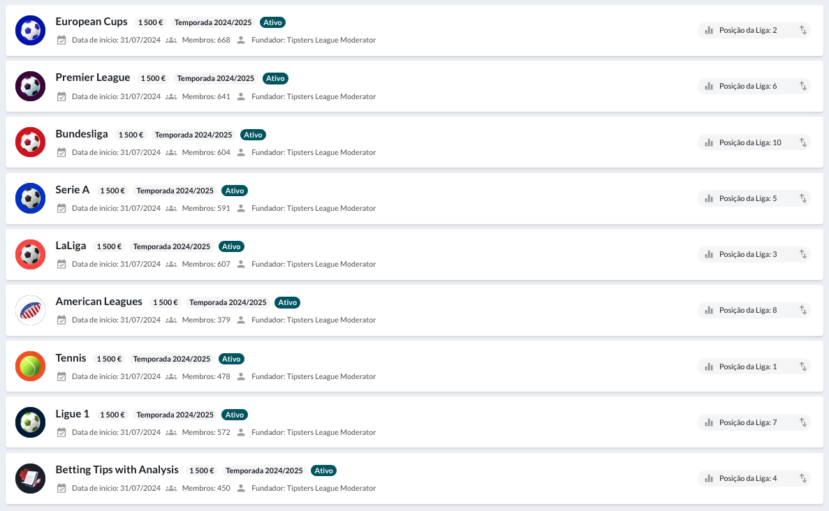 Liga dos Tipsters grátis 2024/2025